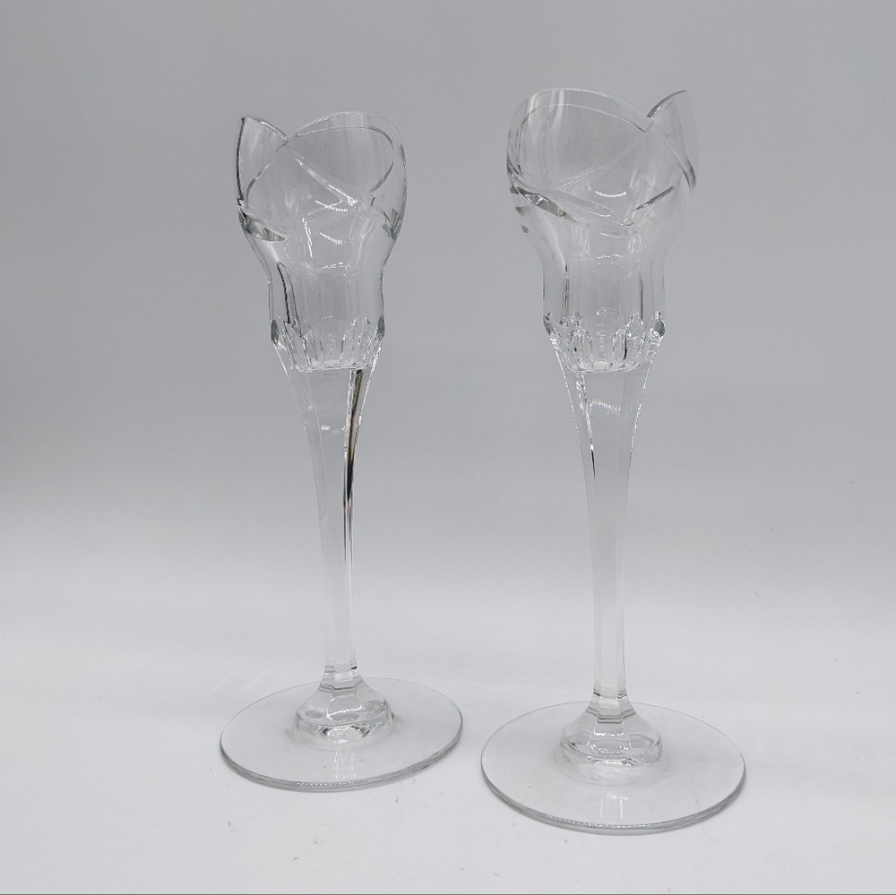 MIKASA 8" crystal light candlestick cachet set